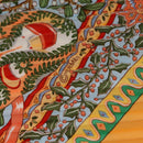 HERMES Pleated Carre 90 Scarf ""Axis Mundi"" Silk Orange Auth ep11993-8