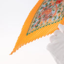 HERMES Pleated Carre 90 Scarf ""Axis Mundi"" Silk Orange Auth ep11993-9