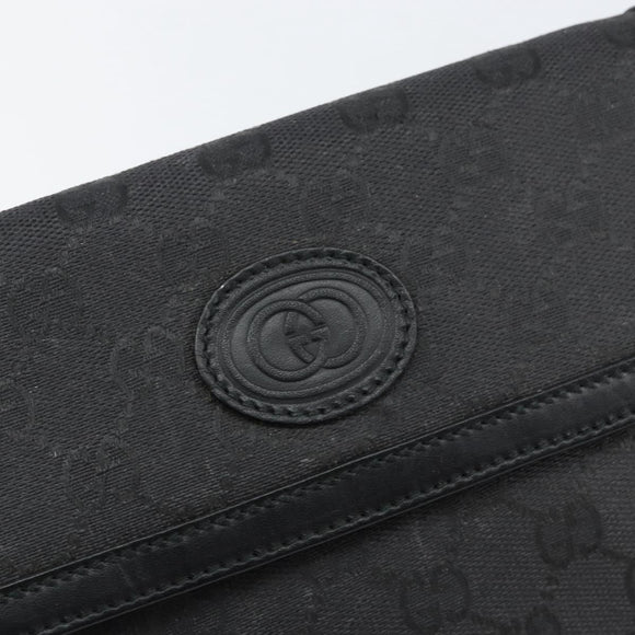 GUCCI GG Canvas Shoulder Bag Black Gold Auth ep11997