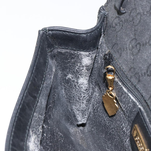 GUCCI GG Canvas Shoulder Bag Black Gold Auth ep11997