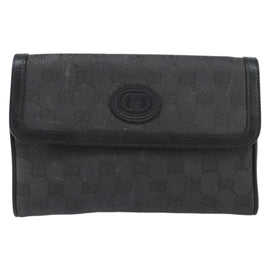 GUCCI GG Canvas Shoulder Bag Black Gold Auth ep11997 - 0