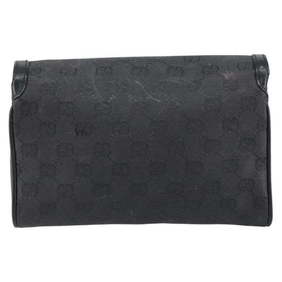 GUCCI GG Canvas Shoulder Bag Black Gold Auth ep11997