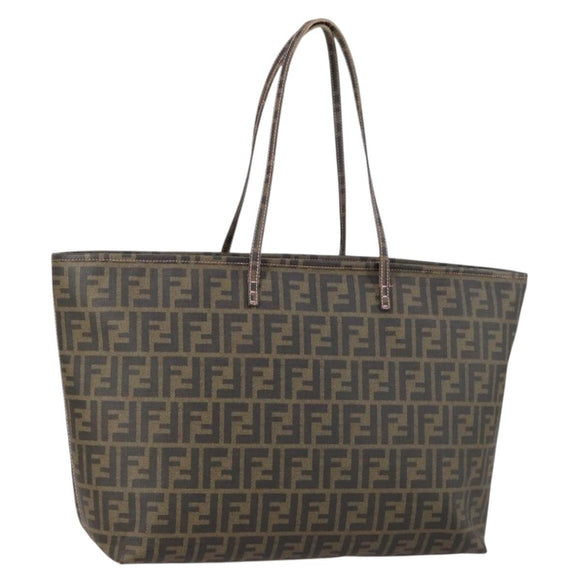 FENDI Zucca Canvas Tote Bag Black Brown Auth ep11998