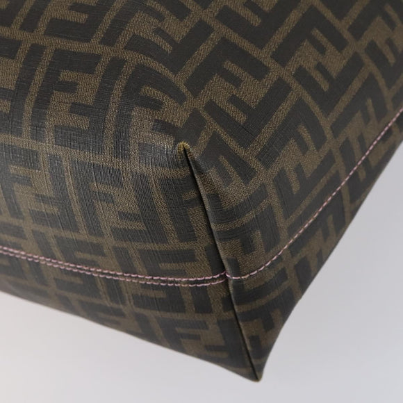 FENDI Zucca Canvas Tote Bag Black Brown Auth ep11998