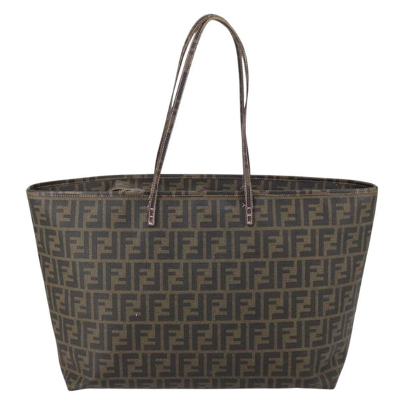 FENDI Zucca Canvas Tote Bag Black Brown Auth ep11998