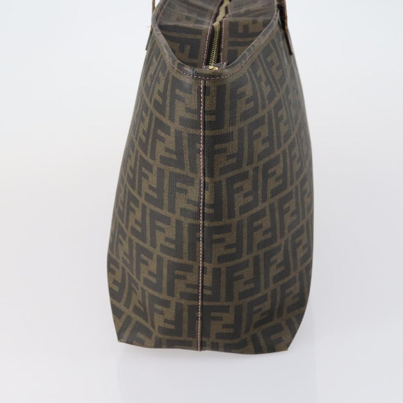 FENDI Zucca Canvas Tote Bag Black Brown Auth ep11998