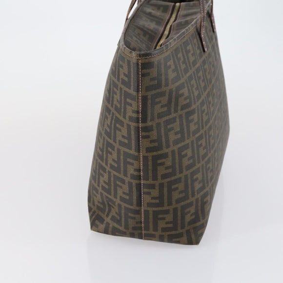 FENDI Zucca Canvas Tote Bag Black Brown Auth ep11998
