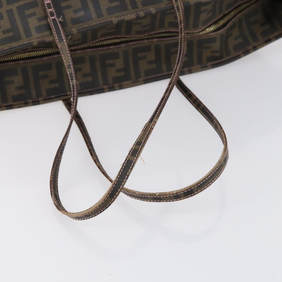 FENDI Zucca Canvas Tote Bag Black Brown Auth ep11998
