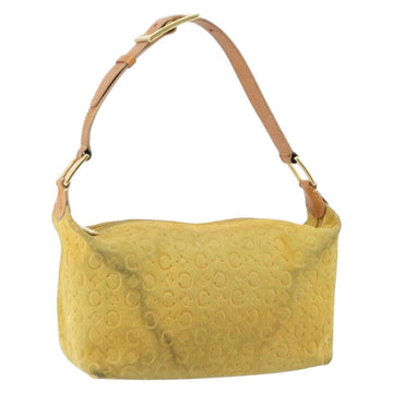 CELINE C Macadam Canvas Hand Bag Suede Yellow Gold Auth ep11999