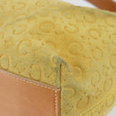 CELINE C Macadam Canvas Hand Bag Suede Yellow Gold Auth ep11999-14