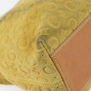 CELINE C Macadam Canvas Hand Bag Suede Yellow Gold Auth ep11999-9