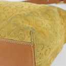 CELINE C Macadam Canvas Hand Bag Suede Yellow Gold Auth ep11999-15