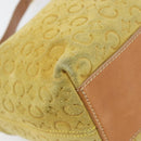 CELINE C Macadam Canvas Hand Bag Suede Yellow Gold Auth ep11999-16