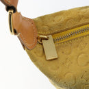 CELINE C Macadam Canvas Hand Bag Suede Yellow Gold Auth ep11999-10
