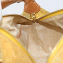 CELINE C Macadam Canvas Hand Bag Suede Yellow Gold Auth ep11999-18
