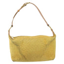 CELINE C Macadam Canvas Hand Bag Suede Yellow Gold Auth ep11999-13