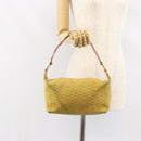 CELINE C Macadam Canvas Hand Bag Suede Yellow Gold Auth ep11999-21