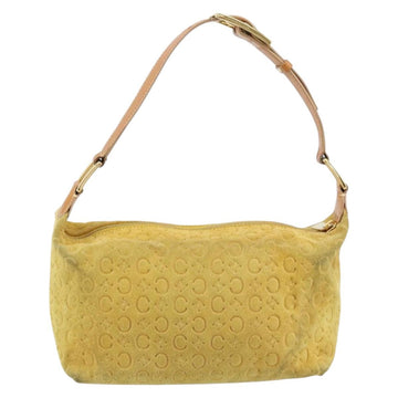 CELINE C Macadam Canvas Hand Bag Suede Yellow Gold Auth ep11999 - 0