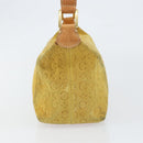 CELINE C Macadam Canvas Hand Bag Suede Yellow Gold Auth ep11999-4