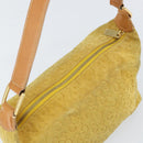 CELINE C Macadam Canvas Hand Bag Suede Yellow Gold Auth ep11999-6