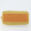 CELINE C Macadam Canvas Hand Bag Suede Yellow Gold Auth ep11999-5