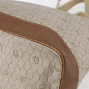 Christian Dior Honeycomb Canvas Tote Bag PVC Leather Beige Auth ep12001-12