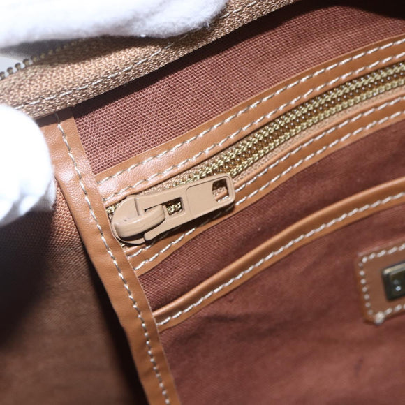 Christian Dior Honeycomb Canvas Tote Bag PVC Leather Beige Auth ep12001