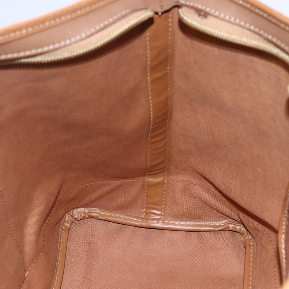 Christian Dior Honeycomb Canvas Tote Bag PVC Leather Beige Auth ep12001