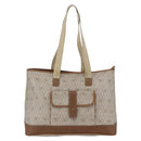 Christian Dior Honeycomb Canvas Tote Bag PVC Leather Beige Auth ep12001-2