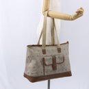 Christian Dior Honeycomb Canvas Tote Bag PVC Leather Beige Auth ep12001-24
