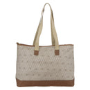 Christian Dior Honeycomb Canvas Tote Bag PVC Leather Beige Auth ep12001-3