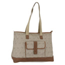 Christian Dior Honeycomb Canvas Tote Bag PVC Leather Beige Auth ep12002-1