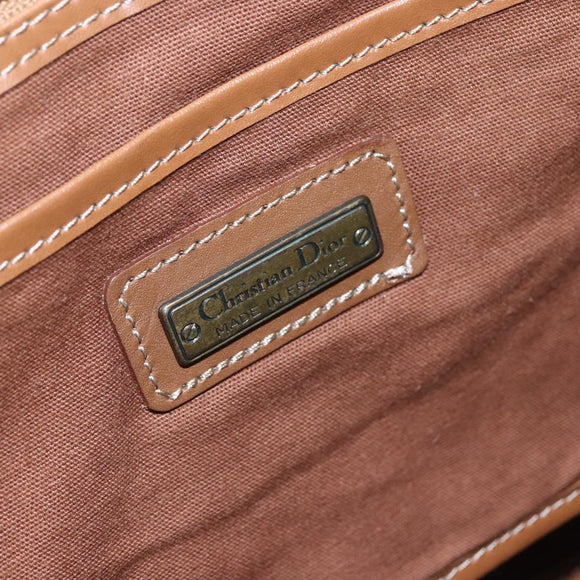 Christian Dior Honeycomb Canvas Tote Bag PVC Leather Beige Auth ep12002