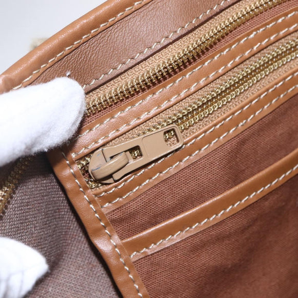 Christian Dior Honeycomb Canvas Tote Bag PVC Leather Beige Auth ep12002