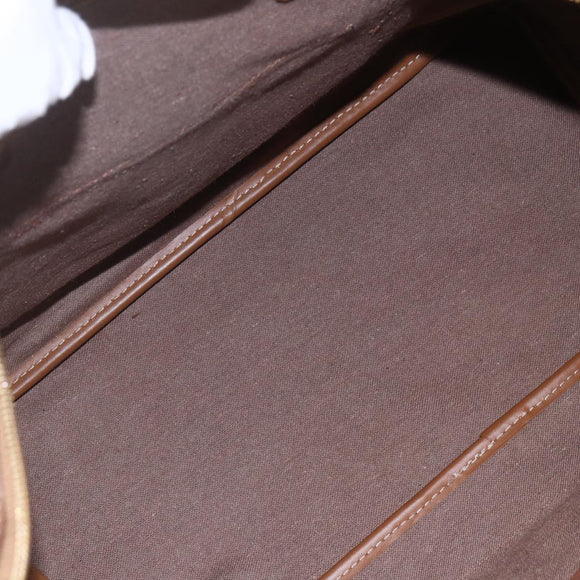 Christian Dior Honeycomb Canvas Tote Bag PVC Leather Beige Auth ep12002