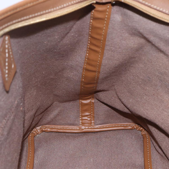 Christian Dior Honeycomb Canvas Tote Bag PVC Leather Beige Auth ep12002