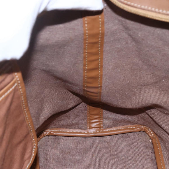 Christian Dior Honeycomb Canvas Tote Bag PVC Leather Beige Auth ep12002