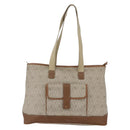 Christian Dior Honeycomb Canvas Tote Bag PVC Leather Beige Auth ep12002-13
