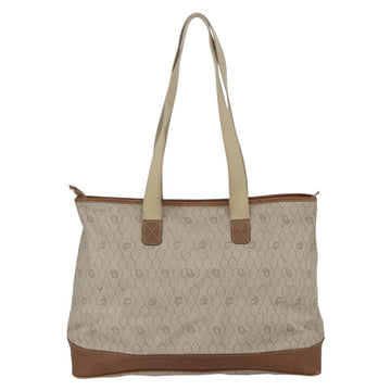 Christian Dior Honeycomb Canvas Tote Bag PVC Leather Beige Auth ep12002 - 0