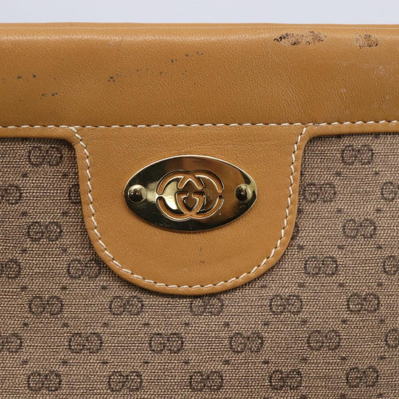 GUCCI Micro GG Supreme Shoulder Bag PVC Beige Gold Auth ep12007