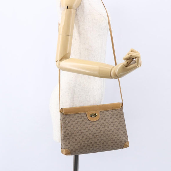 GUCCI Micro GG Supreme Shoulder Bag PVC Beige Gold Auth ep12007