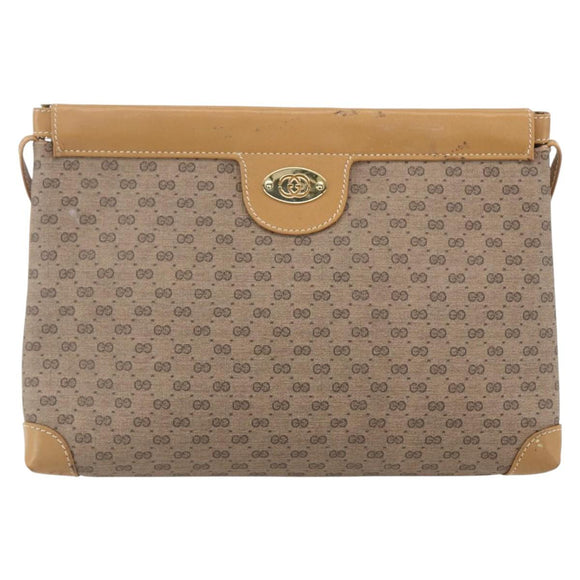 GUCCI Micro GG Supreme Shoulder Bag PVC Beige Gold Auth ep12007