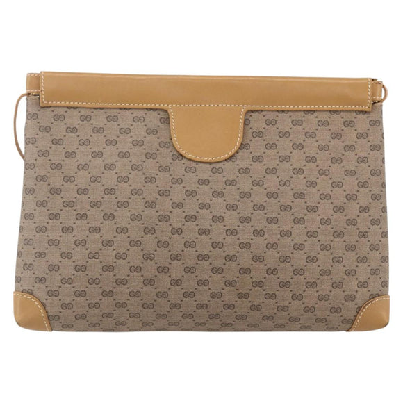 GUCCI Micro GG Supreme Shoulder Bag PVC Beige Gold Auth ep12007