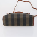 FENDI Pecan Canvas Hand Bag PVC 2way Black Brown Auth ep12011-5