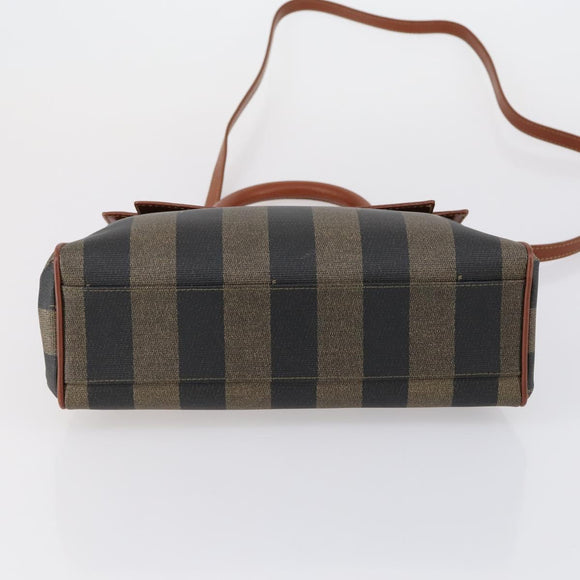 FENDI Pecan Canvas Handtasche PVC 2-Wege Schwarz Braun Auth ep12011