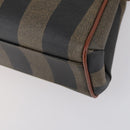 FENDI Pecan Canvas Hand Bag PVC 2way Black Brown Auth ep12011-18