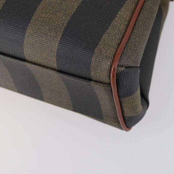 FENDI Pecan Canvas Hand Bag PVC 2way Black Brown Auth ep12011