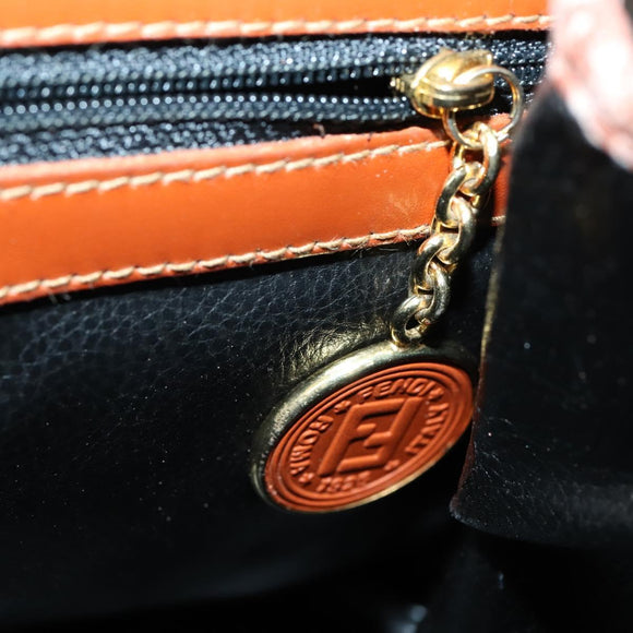FENDI Pecan Canvas Hand Bag PVC 2way Black Brown Auth ep12011