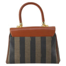 FENDI Pecan Canvas Hand Bag PVC 2way Black Brown Auth ep12011-2