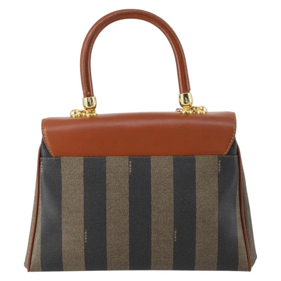 FENDI Pecan Canvas Handtasche PVC 2-Wege Schwarz Braun Auth ep12011